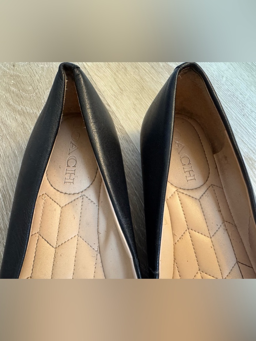 Coach Women's Black Leather Pointed Toe Ballet Flats Size7 - Picture 6 of 10